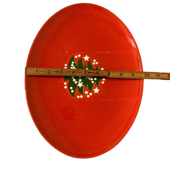 Waechtersbach CHRISTMAS TREE 13" Oval Platter Tray Red Germany Holiday - Picture 4 of 4